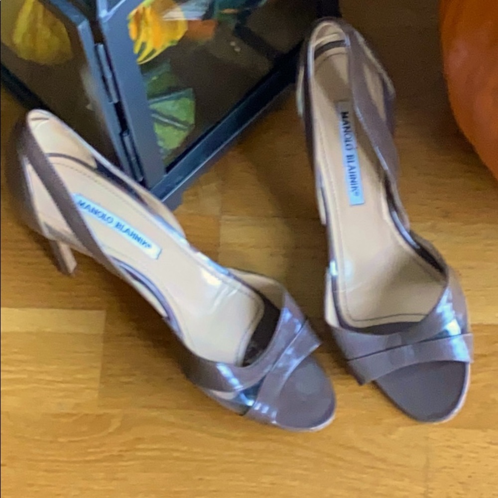 Manola Blahnik peeptoe patent shoes